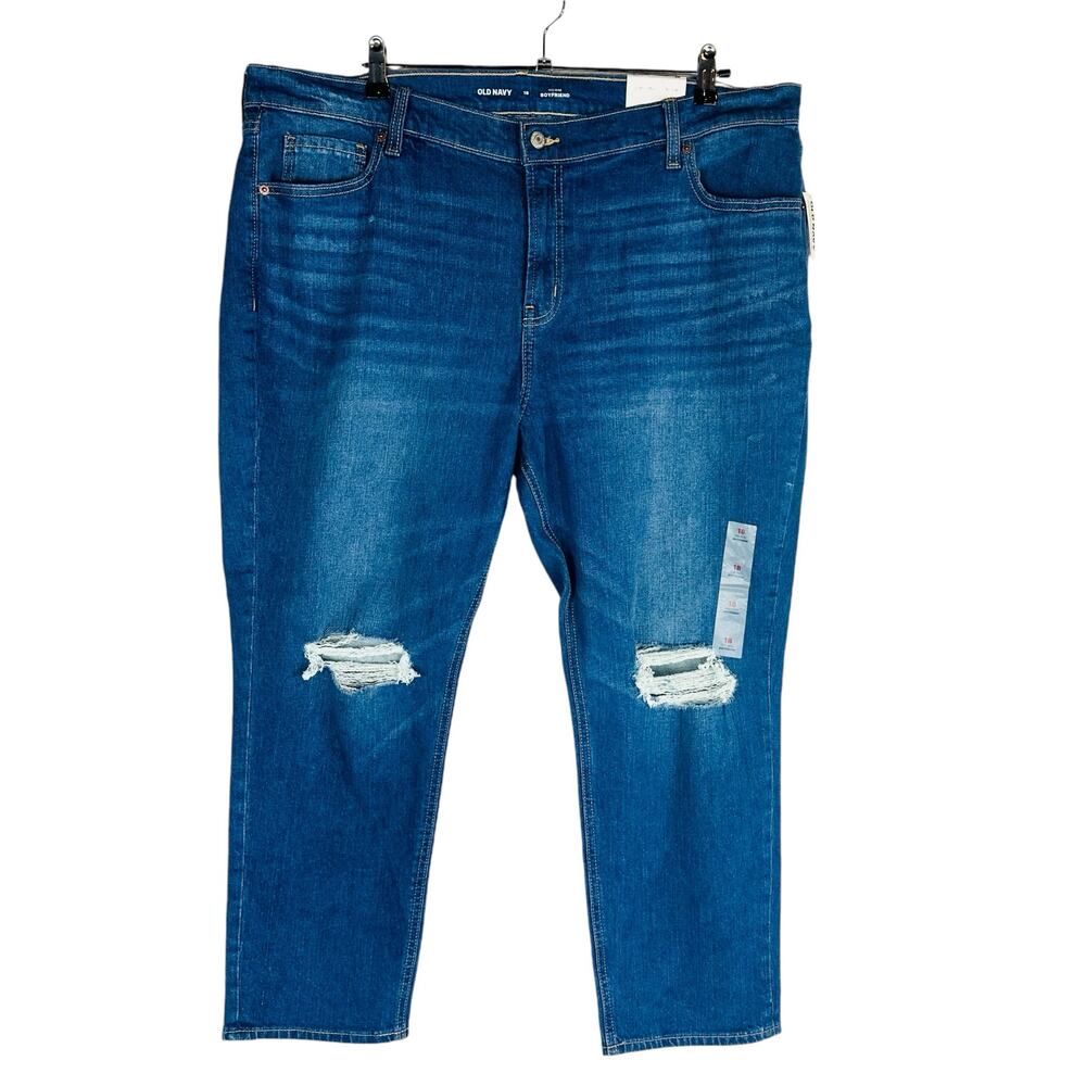 New Old Navy Womans Sz 18 Boyfriend‎ Jeans Blue Denim Mid-Rise NWT